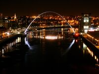 Evening and night bridges in the lights