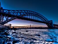 Evening and night bridges in the lights