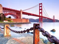 Evening and night bridges in the lights