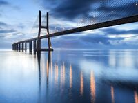 Evening and night bridges in the lights