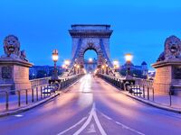 Evening and night bridges in the lights